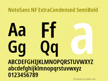 Noto Sans ExtraCondensed SemiBold Nerd Font Complete Windows Compatible Version 2.000;GOOG;noto-source:20170915:90ef993387c0; ttfautohint (v1.7) Font Sample