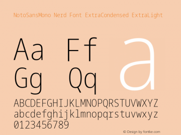 Noto Sans Mono ExtraCondensed ExtraLight Nerd Font Complete Version 2.000;GOOG;noto-source:20170915:90ef993387c0; ttfautohint (v1.7) Font Sample