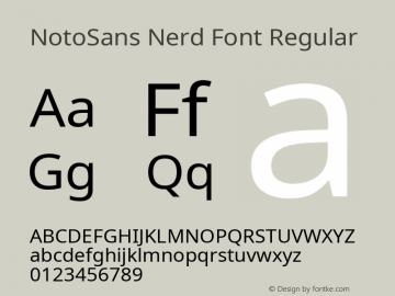 Noto Sans Regular Nerd Font Complete Version 2.000;GOOG;noto-source:20170915:90ef993387c0; ttfautohint (v1.7) Font Sample