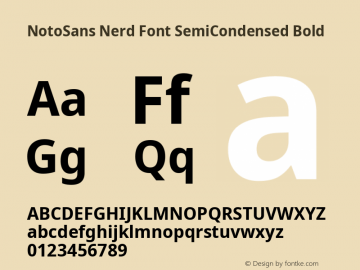 Noto Sans SemiCondensed Bold Nerd Font Complete Version 2.000;GOOG;noto-source:20170915:90ef993387c0; ttfautohint (v1.7) Font Sample