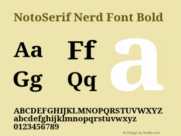 Noto Serif Bold Nerd Font Complete Version 2.000;GOOG;noto-source:20170915:90ef993387c0; ttfautohint (v1.7) Font Sample