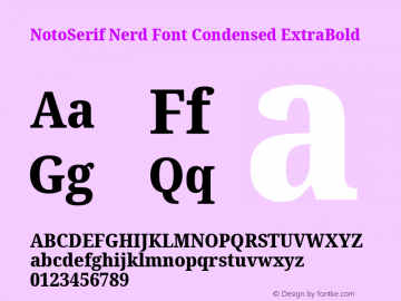 Noto Serif Condensed ExtraBold Nerd Font Complete Version 2.000;GOOG;noto-source:20170915:90ef993387c0; ttfautohint (v1.7)图片样张