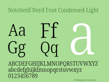 Noto Serif Condensed Light Nerd Font Complete Version 2.000;GOOG;noto-source:20170915:90ef993387c0; ttfautohint (v1.7)图片样张