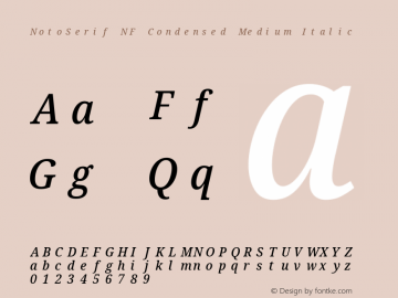 Noto Serif Condensed Medium Italic Nerd Font Complete Mono Windows Compatible Version 2.000;GOOG;noto-source:20170915:90ef993387c0; ttfautohint (v1.7)图片样张