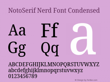 Noto Serif Condensed Nerd Font Complete Version 2.000;GOOG;noto-source:20170915:90ef993387c0; ttfautohint (v1.7) Font Sample