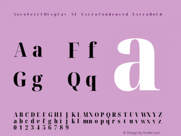 Noto Serif Display ExtraCondensed ExtraBold Nerd Font Complete Mono Windows Compatible Version 2.000;GOOG;noto-source:20170915:90ef993387c0; ttfautohint (v1.7) Font Sample