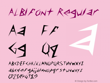 ALBIfont Regular Altsys Fontographer 3.5  3/30/01 Font Sample