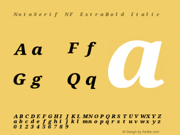 Noto Serif ExtraBold Italic Nerd Font Complete Mono Windows Compatible Version 2.000;GOOG;noto-source:20170915:90ef993387c0; ttfautohint (v1.7) Font Sample