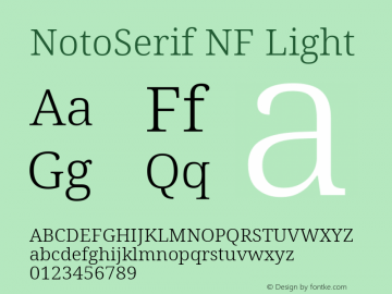 Noto Serif Light Nerd Font Complete Windows Compatible Version 2.000;GOOG;noto-source:20170915:90ef993387c0; ttfautohint (v1.7) Font Sample