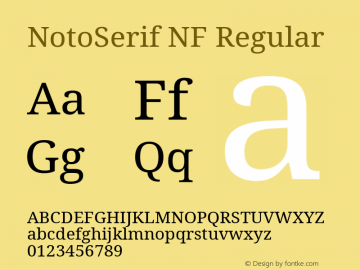 Noto Serif Regular Nerd Font Complete Windows Compatible Version 2.000;GOOG;noto-source:20170915:90ef993387c0; ttfautohint (v1.7) Font Sample