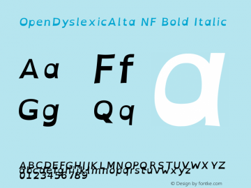 OpenDyslexicAlta Bold Italic Nerd Font Complete Windows Compatible Version 2.001;PS 002.001;hotconv 1.0.70;makeotf.lib2.5.58329图片样张
