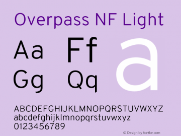 Overpass Light Nerd Font Complete Windows Compatible Version 3.000;DELV;Overpass Font Sample