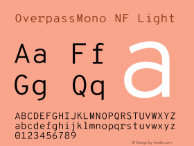 Overpass Mono Light Nerd Font Complete Windows Compatible Version 1.000;DELV;Overpass Font Sample