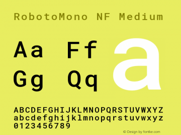 Roboto Mono Medium Nerd Font Complete Mono Windows Compatible Version 2.000986; 2015; ttfautohint (v1.3)图片样张