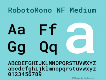 Roboto Mono Medium Nerd Font Complete Windows Compatible Version 2.000986; 2015; ttfautohint (v1.3)图片样张
