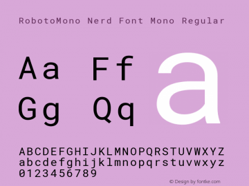 Roboto Mono Nerd Font Complete Mono Version 2.000986; 2015; ttfautohint (v1.3) Font Sample