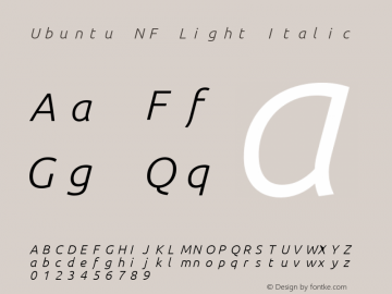 Ubuntu Light Italic Nerd Font Complete Mono Windows Compatible 0.83 Font Sample