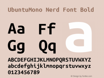 Ubuntu Mono Bold Nerd Font Complete Version 0.80图片样张