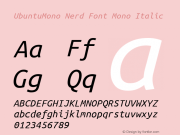 Ubuntu Mono Italic Nerd Font Complete Mono Version 0.80图片样张