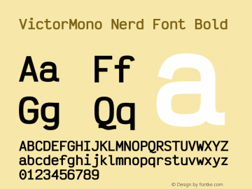 Victor Mono Bold Nerd Font Complete Version 1.310图片样张