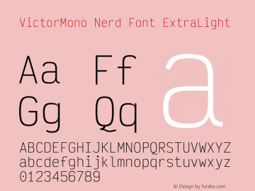 Victor Mono ExtraLight Nerd Font Complete Version 1.310 Font Sample