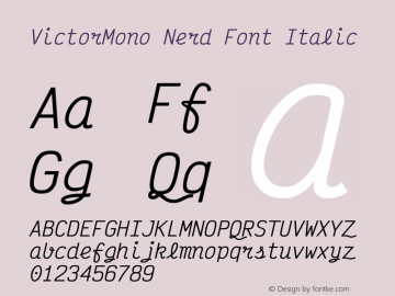 Victor Mono Italic Nerd Font Complete Version 1.310图片样张