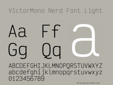 Victor Mono Light Nerd Font Complete Version 1.310图片样张