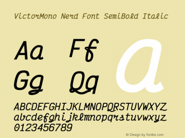 Victor Mono SemiBold Italic Nerd Font Complete Version 1.310图片样张
