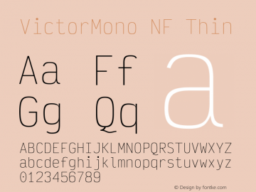 Victor Mono Thin Nerd Font Complete Mono Windows Compatible Version 1.310图片样张