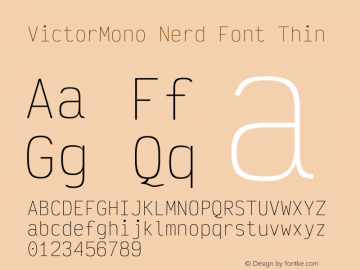 Victor Mono Thin Nerd Font Complete Version 1.310图片样张