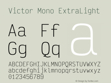 Victor Mono ExtraLight Version 1.310图片样张