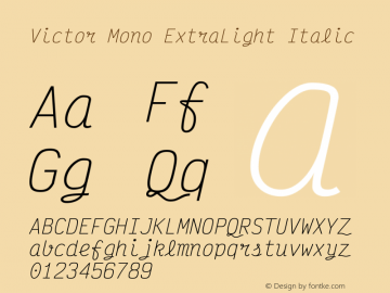 Victor Mono ExtraLight Italic Version 1.310图片样张