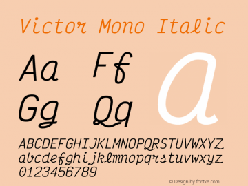 Victor Mono Italic Version 1.310图片样张