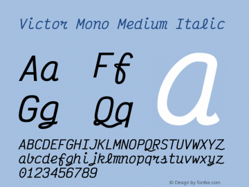 Victor Mono Medium Italic Version 1.310图片样张