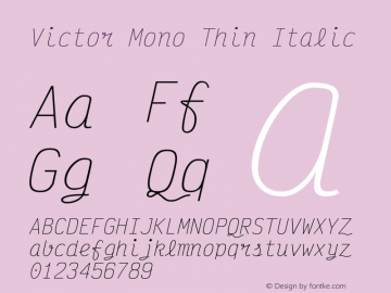 Victor Mono Thin Italic Version 1.310图片样张