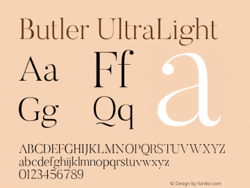 Butler-UltraLight 1.000 Font Sample