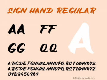 Sign Hand Version 1.00;May 7, 2020;FontCreator 12.0.0.2552 64-bit图片样张