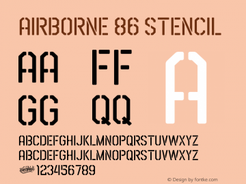 Airborne 86 Stencil Version 1.00;May 10, 2020;FontCreator 13.0.0.2630 64-bit图片样张