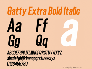 Gatty Extra Bold Italic Version 1.002;hotconv 1.0.109;makeotfexe 2.5.65596图片样张