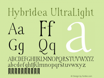 Hybridea UltraLight Version 1.000 Font Sample