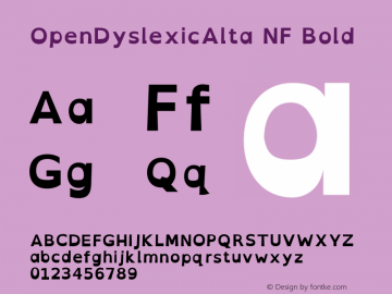 OpenDyslexicAlta Bold Nerd Font Complete Windows Compatible Version 2.001;PS 002.001;hotconv 1.0.70;makeotf.lib2.5.58329图片样张