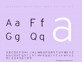 Overpass ExtraLight Nerd Font Complete Mono Version 3.000;DELV;Overpass图片样张