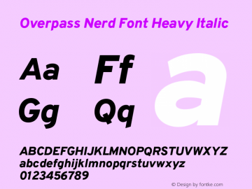 Overpass Heavy Italic Nerd Font Complete Version 3.000;DELV;Overpass图片样张