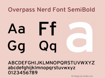 Overpass SemiBold Nerd Font Complete Version 3.000;DELV;Overpass图片样张