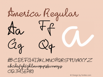 America Version 1.00;May 20, 2020;FontCreator 12.0.0.2565 64-bit图片样张