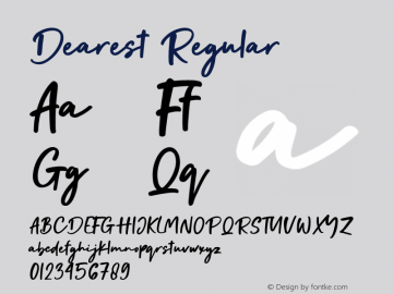 Dearest Version 1.00;May 19, 2020;FontCreator 11.5.0.2427 64-bit Font Sample