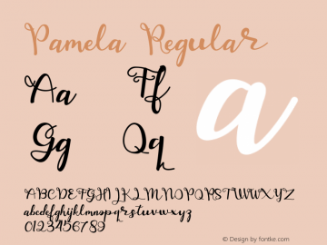 Pamela Version 1.00;March 17, 2020;FontCreator 11.0.0.2365 64-bit Font Sample