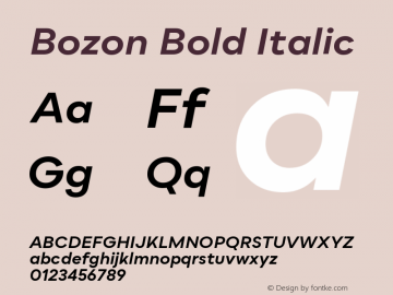 Bozon Bold Italic Version 1.000;PS 001.000;hotconv 1.0.88;makeotf.lib2.5.64775图片样张