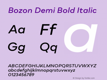 Bozon Demi Bold Italic Version 1.000;PS 001.000;hotconv 1.0.88;makeotf.lib2.5.64775图片样张