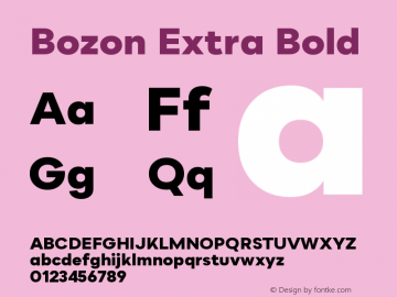Bozon Extra Bold Version 1.000;PS 001.000;hotconv 1.0.88;makeotf.lib2.5.64775图片样张